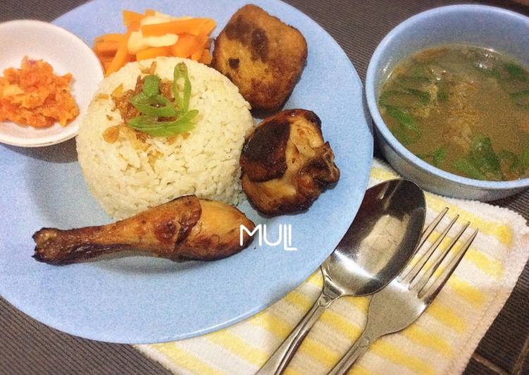 Resep Nasi ayam / nasi hainam / chicken rice dengan ayam madu, Enak Banget