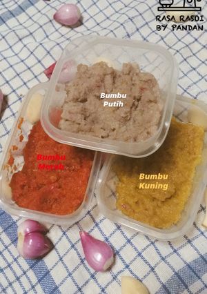 Foto resep Trio Bumbu Dasar — Bumbu Dasar Merah, Bumbu Dasar Putih, Bumbu Dasar Kuning