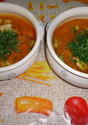 Krémes, sült csirkés, sütőtökös leves recept fotója