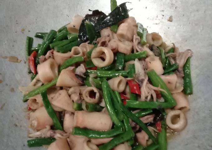 Tumis Cumi asin kacang panjang