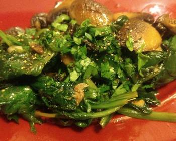 Easy Fast Cooking Scains simple sauteed spinach and mushrooms Delicious Nutritious