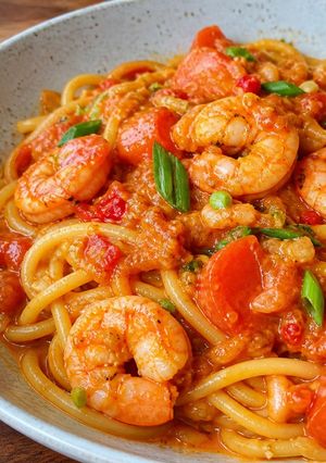 Foto resep Mie Gomak Nyemek Tomat Udang