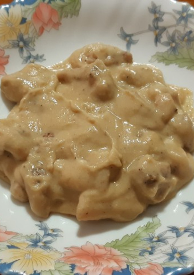 Una foto de Pollo con crema de castañas