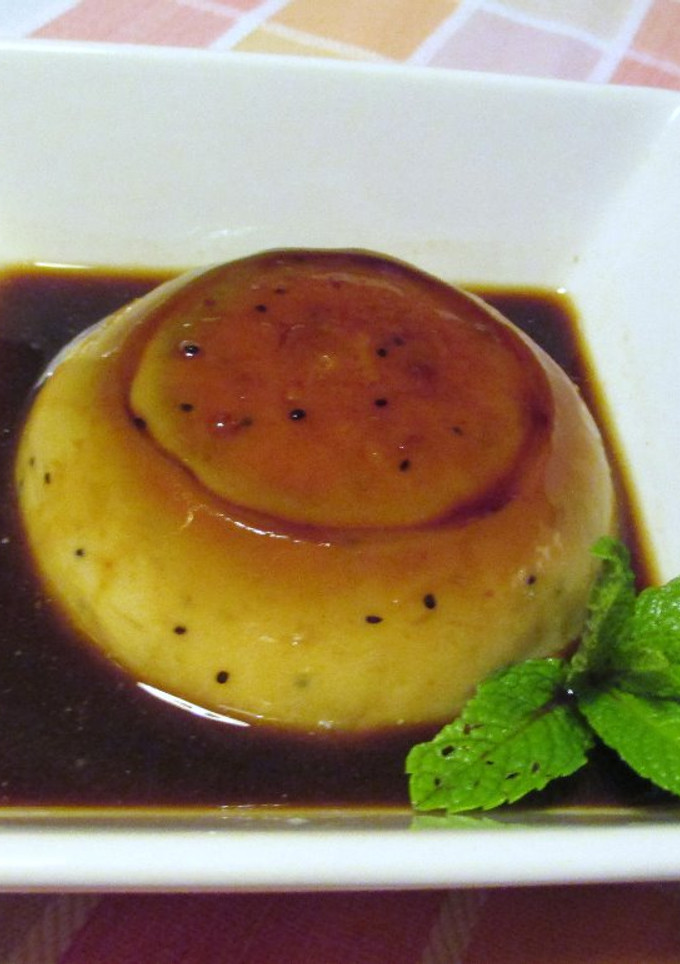 Una foto de Flan de kiwis con kirsch