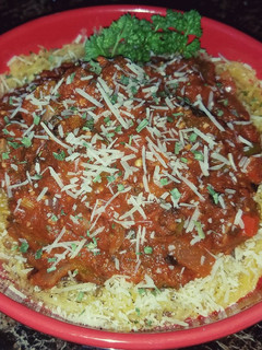 A picture of Mike's Spaghetti Squash & Red Vegetable Sauce.