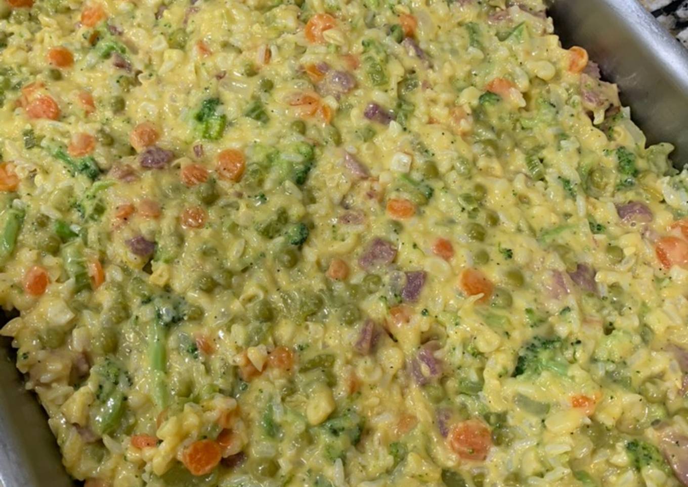 Vegetable casserole with meat and cheese