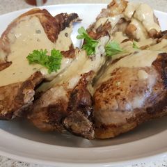 Pork Chops with peppercorn sauce A picture of Pork Chops with peppercorn sauce.