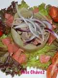 Ceviche de lomo de bonito con pomelos