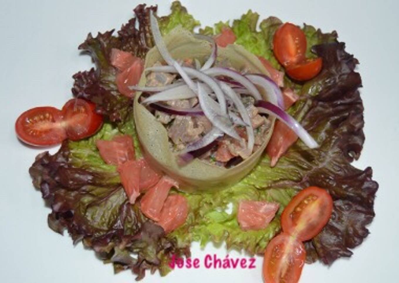 Ceviche de lomo de bonito con pomelos