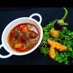 A picture of Stuffed brinjal potato subji.