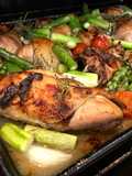 Sheet Pan Roast Balsamic Chicken with Tomatoes, Onions & Asparagus