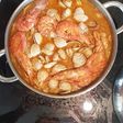 Almejas a la marinera con gambón