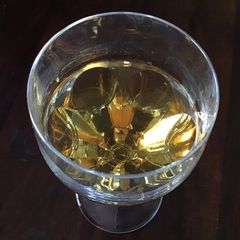 A picture of California Farm Rhubarb Wine with Metabisulfite.