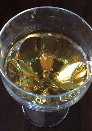 A picture of California Farm Rhubarb Wine with Metabisulfite.