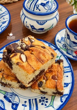 عکسی از دستور کیک آجیلی دو رنگ