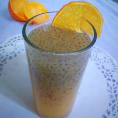 A picture of Barley Water with Orange and Chia Seeds.