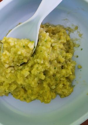 Foto resep Bubur Bayi Rasa Kangkung dan Telur Ayam Kampung