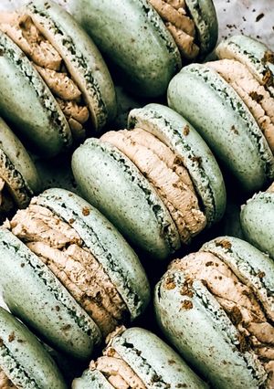 Foto resep Macaron (tanpa tepung almond) & Hojicha Ganache