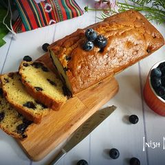 A picture of Blueberry custard cake.