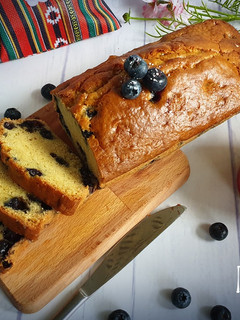 A picture of Blueberry custard cake.