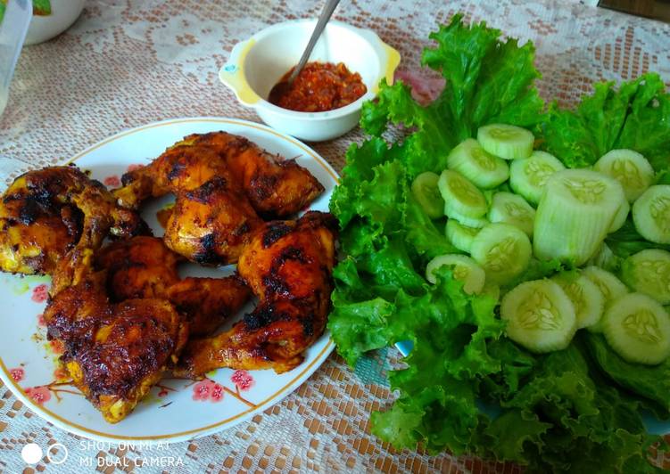 Chicken barbeque and salad