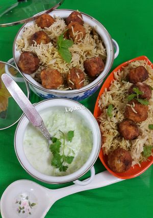A picture of Veg cottage cheese kofta biryani recipe.