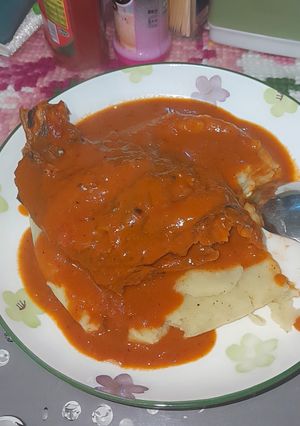 A picture of Fish in Coconut Milk with Mashed Potatoes.