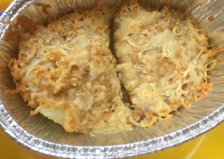 Cara Gampang Membuat Baked potato chicken bolognese cheese yang Bisa Manjain Lidah