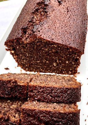 Una foto de Budín de banana y chocolate con avena e integral…