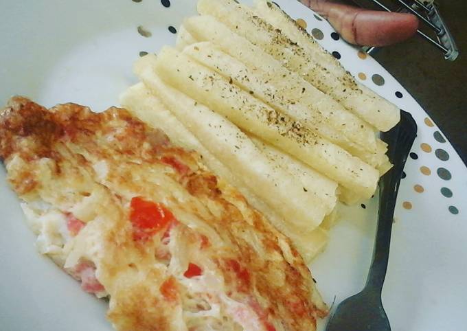 Baked Eggs with Yam Fingers