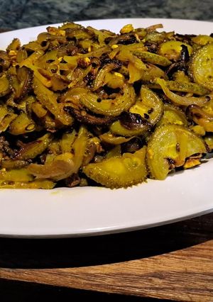 A picture of Spiny gourd (kakora) Bihari style.