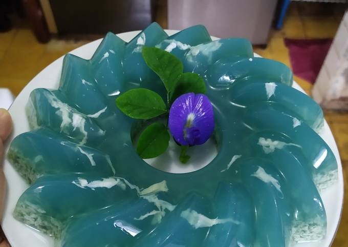 Tutorial Memasak Resep Pudding lumut ocean blue