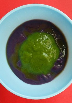 Foto resep MPASI 6m+ : Bingucis (ubi ungu saus buncis)