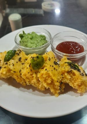 A picture of Gujarati Khaman Dhokla.