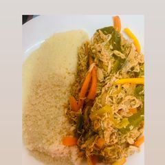 A picture of Shredded chicken sauce.
