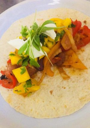 A picture of Beef and Veggies Tortilla.