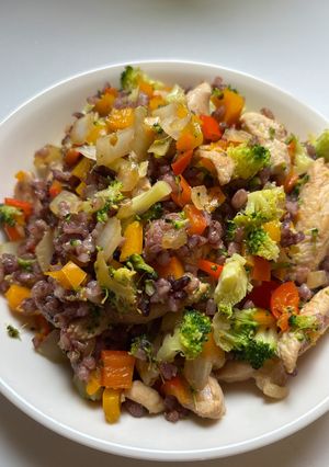 A picture of Chicken and Vegetable Fried Rice.