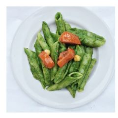 Spinach pesto pasta A picture of Spinach pesto pasta.