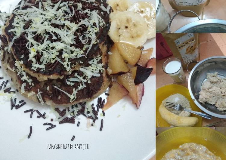 Pancake Oat, Topping Chokeju, Pisang & Palm