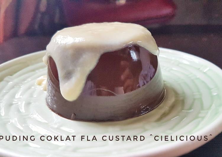 Cara bikin Puding Coklat Fla Custard  Mudah