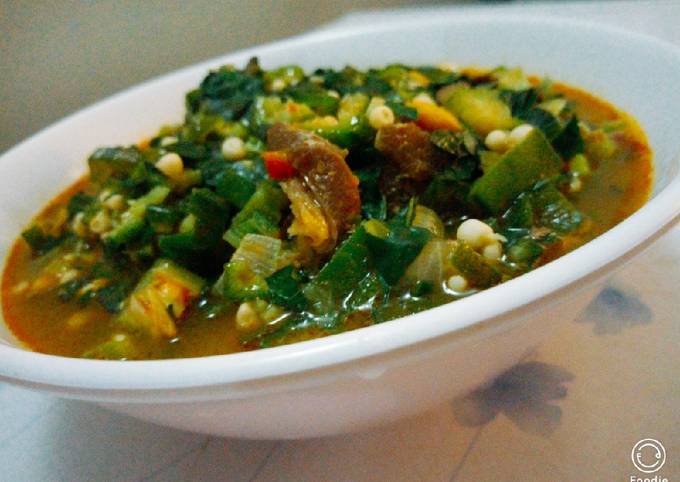 Simple Way to Make Favorite Okro and garden egg leaf soup