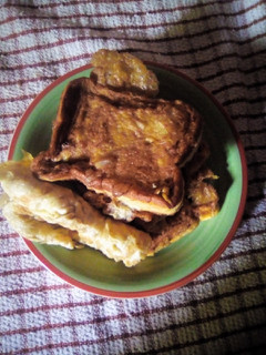 A picture of Egg and bread.