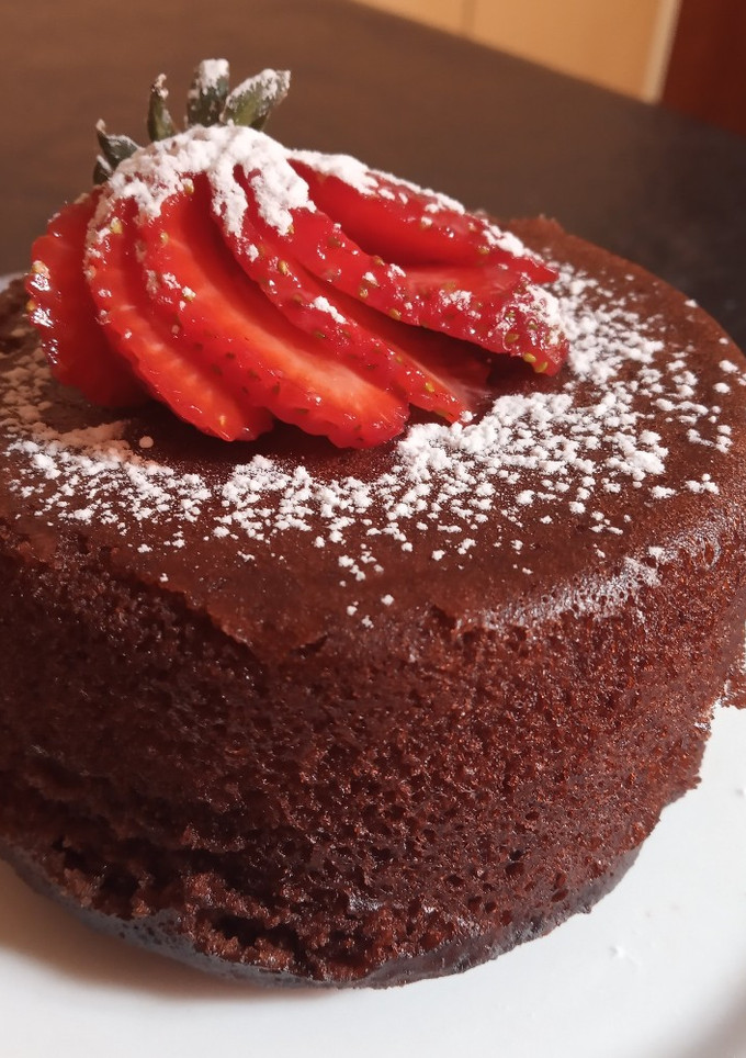 Una foto de Bizcocho de choco 'Sandri':en taza, sin gluten, lácteos ni huevo