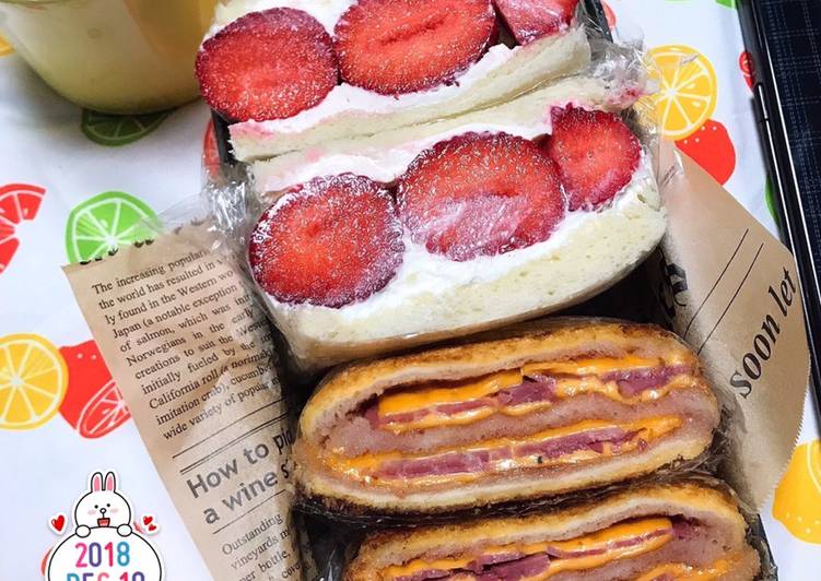 Strawberry and monte cristo (korean sandwich bento)