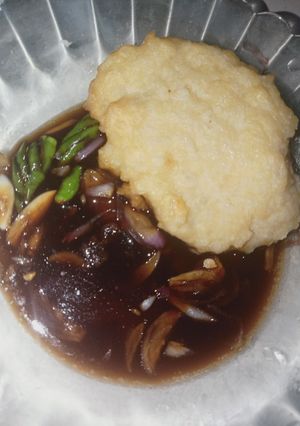 Foto resep Bakwan nasi saus kecap pedas