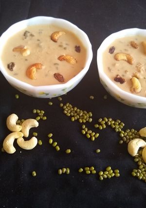 A picture of Whole moong dal kheer.