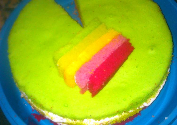 Resep Rainbow cake lembut yummy, Bikin Ngiler