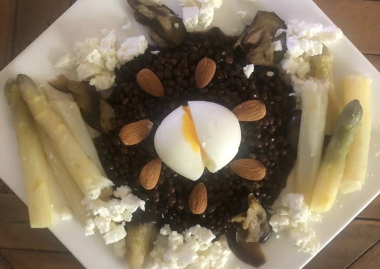 Salade lentilles, asperges et feta