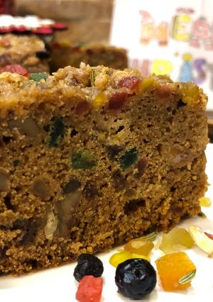 A picture of Christmas Whole Wheat Dates Dry Fruit Cake – Happy Christmas.