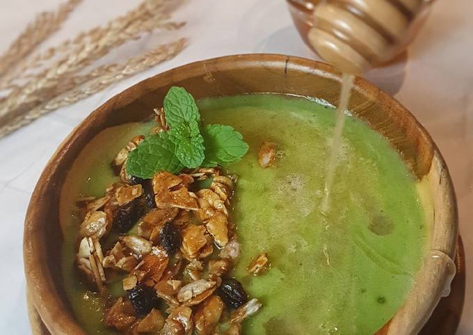 Resep 297. Green Smoothies Almond Honey Bowl Anti Gagal